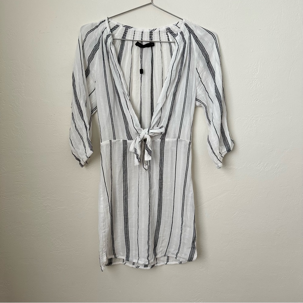NEW VIX Striped Coverup Dress White/Blue XXS